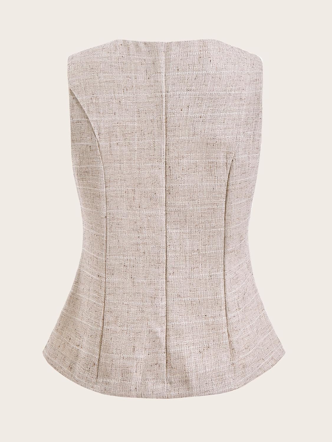 Women's Summer Button Up Blazer Vest Elegant Crew Neck Sleeveless Business Work Waistcoat - Image 2