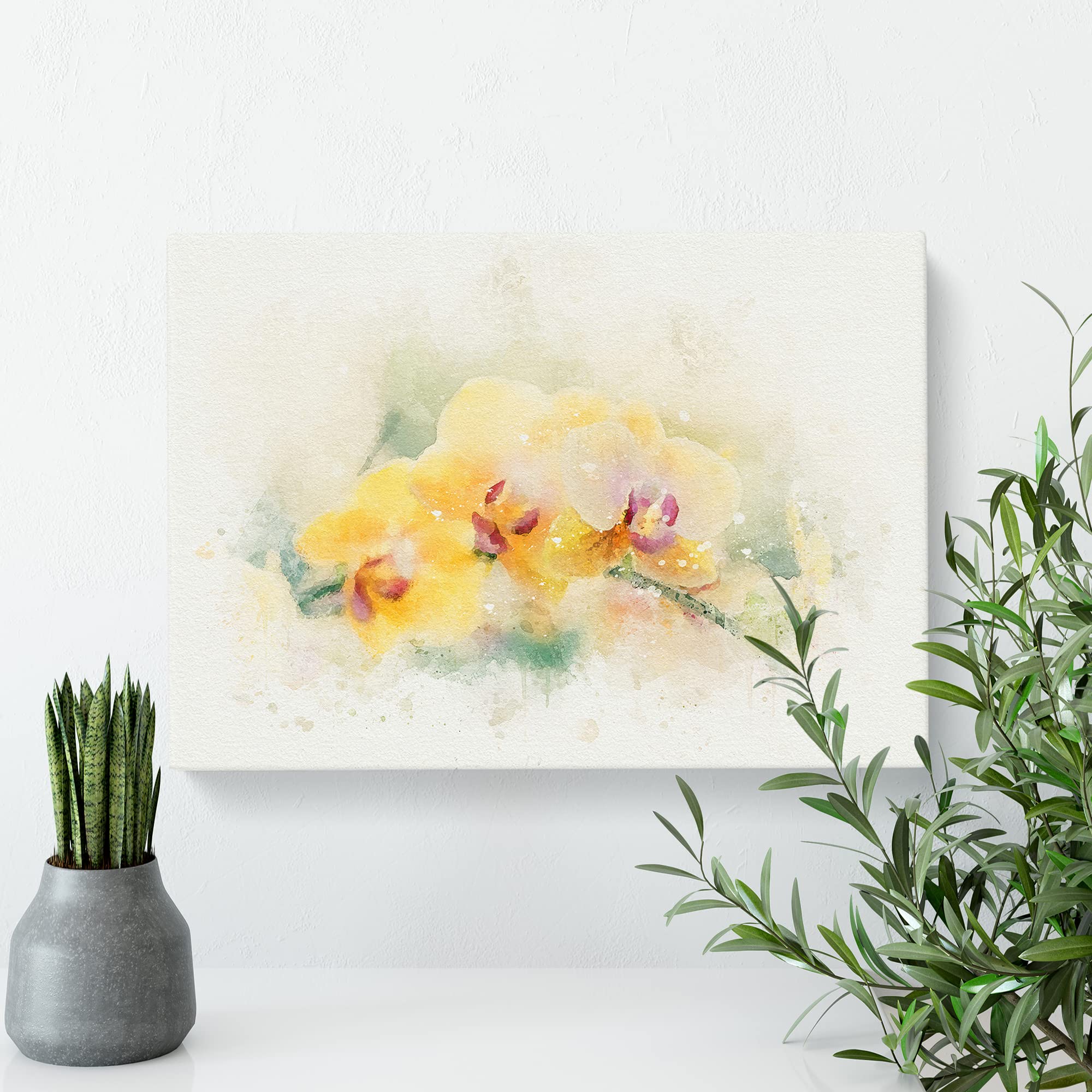 Yellow Orchids Canvas Print, Mixed, 25L x 50W cm - Image 2