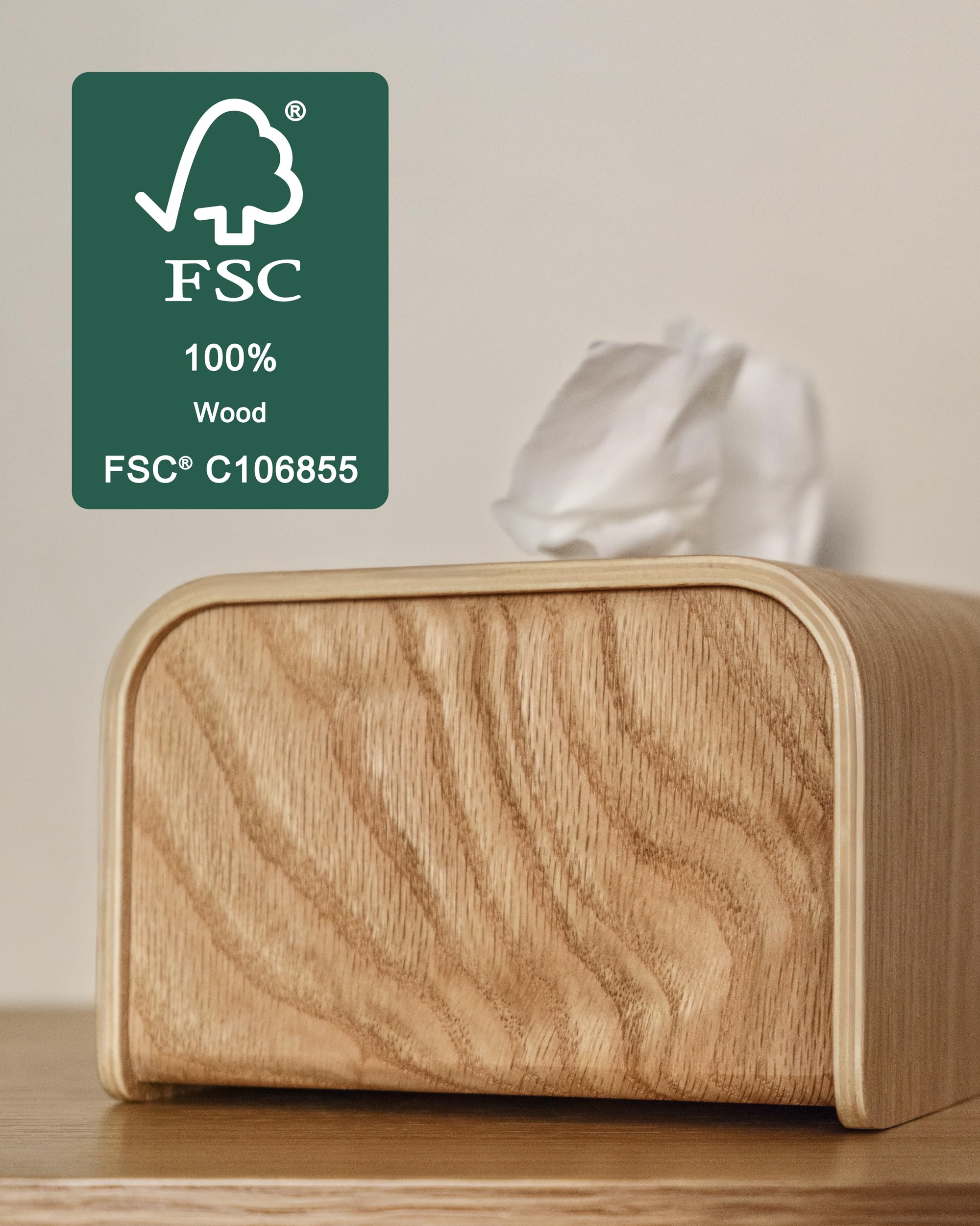 Kazai. Boîte à mouchoirs 'Toke' | Placage en Bois véritable certifié FSC | Distributeur Durable au Design scandinave | Chêne