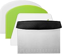 LIIAFUO 4-Piece Bench Scraper Set - Stainless Steel Dough Cutter for Bread Pizza Pastry Cake Baking