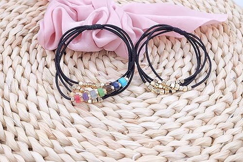 Miniatura 2 de Pulseras de corbata para el cabello para niñas adolescentes mujeres lazos chapados en oro de 14 quilates 8 unidades para cabello fino grueso y