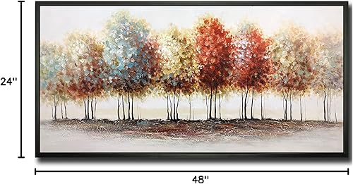Miniatura 8 de Tiancheng Arte, 24x48 pulgadas Pintura abstracta moderna al óleo pinturas a mano árbol 3D pintado a mano sobre lienzo marco acrílico arte de pared