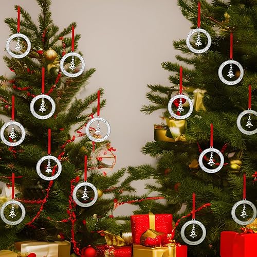 Miniatura 7 de Jinei 12 adornos de corona de Navidad a granel con árbol giratorio de metal para árbol de Navidad, regalo de recuerdo decorativo de vacaciones