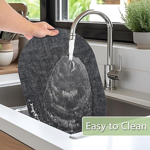 Miniatura 7 de Juego de 6 manteles individuales para mesa de comedor, antideslizantes, resistentes al calor, ovalados de cuero, de doble capa, impermeables,