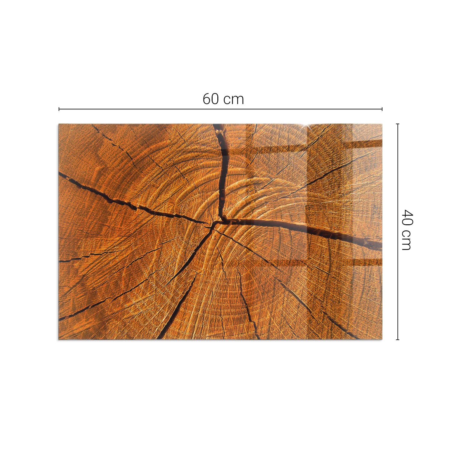 Verre Trempé pour Cheminée 60x40 cm Imprimé Élégant Protecteur de Sol Plaque de Protection Contre Les Étincelles Rectangulaire pour Poêle Résistant à la Chaleur - Grain de Bois en Coupe transversale