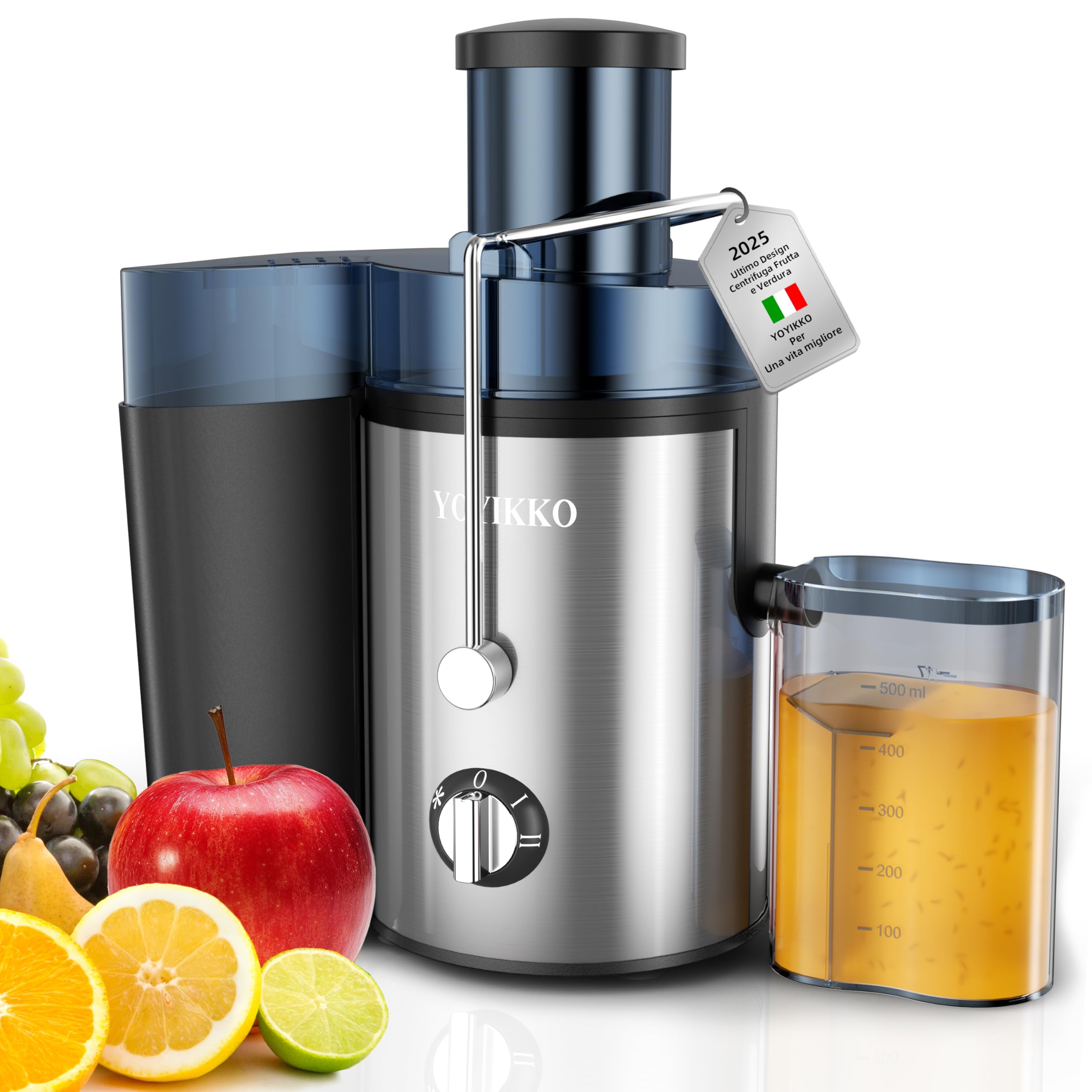 Centrifuga Frutta e Verdura, 3 Velocità di Regolazione, 800W Estrattore Frutta e Verdura con 75 MM Bocca Larga, Facile da Pulire, Acciaio Inossidabile Senza BPA (Argento-150)