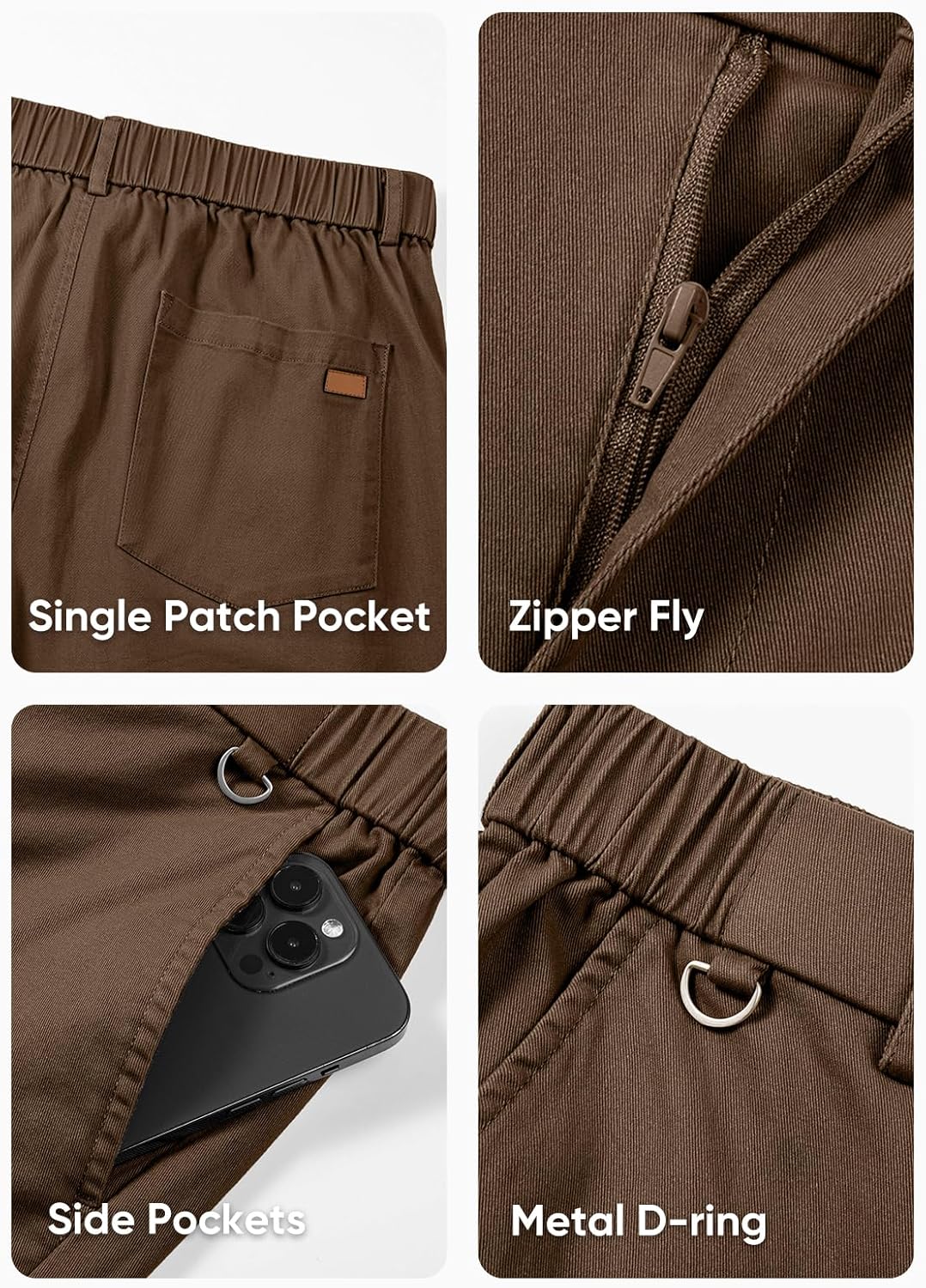 JMIERR Men's Chino Pants Casual Elastic Waist Tapered Golf Trousers - Image 8