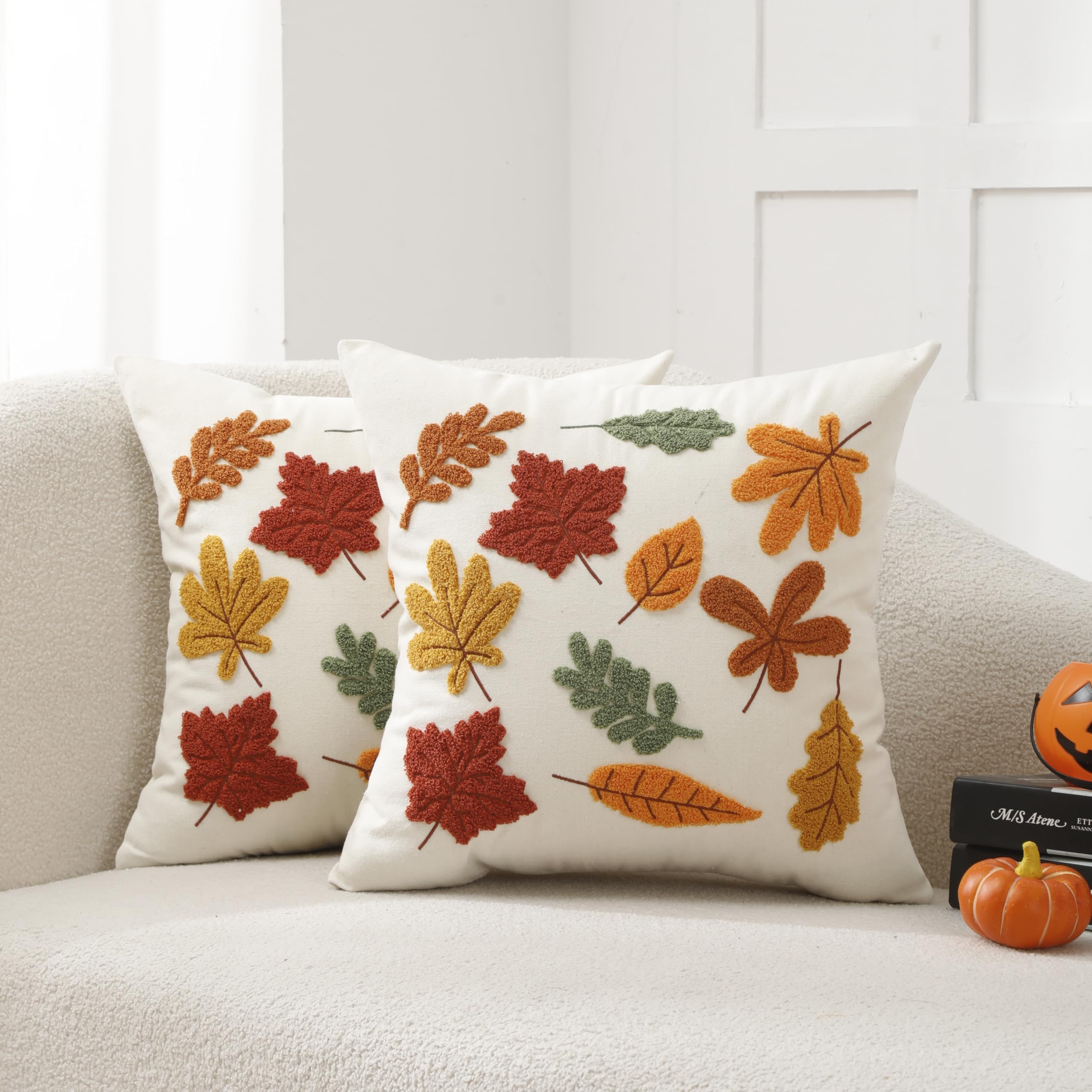 WOKANI Embroidered Maple Leaf Covers, Set of 2
