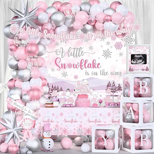 Winter Little Snowflake Baby Shower Decorations for Girl,A Little Snowflake