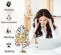 Vista 103 de Rose Quartz Gemstone Tree of LifeNatural Reiki Crystals Gemstone Chakra Tree for Positive Energy, Geode Agate Slice Base, Feng Shui Decor, Good