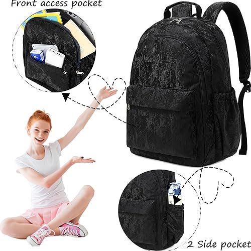Miniatura 6 de Jumpopack Mochila escolar para niñas, adolescentes y niñas, mochilas para computadora portátil para escuela primaria secundaria, Negro (balck)
