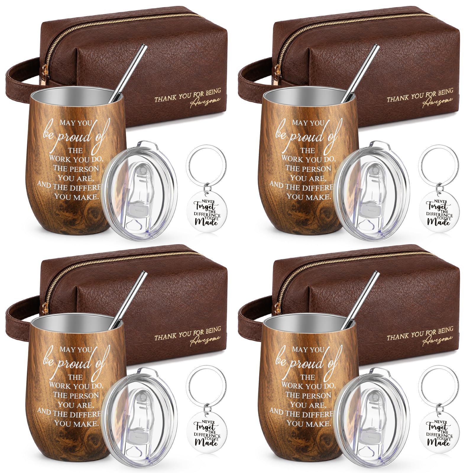 Dandat Set of 12 Thank You Gift for Men 12oz Tumbler Toiletry Bag Keychain