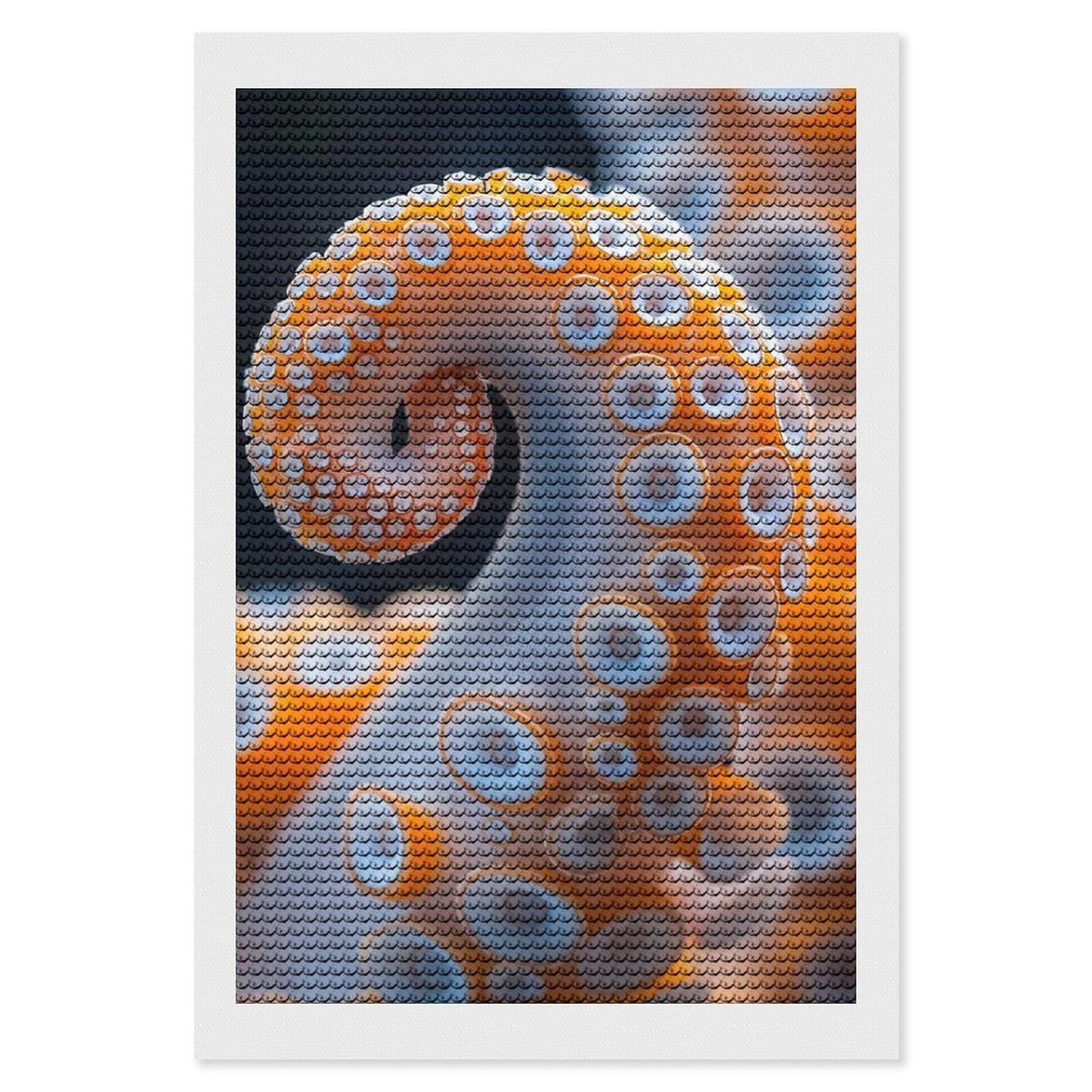 Junmoney Close-up of an Octopus Tentacle Diamond Painting Set 8"x12", Sparkling Round Gems, Decorate Your Room, Fun Craft Experience, Modern Decor
