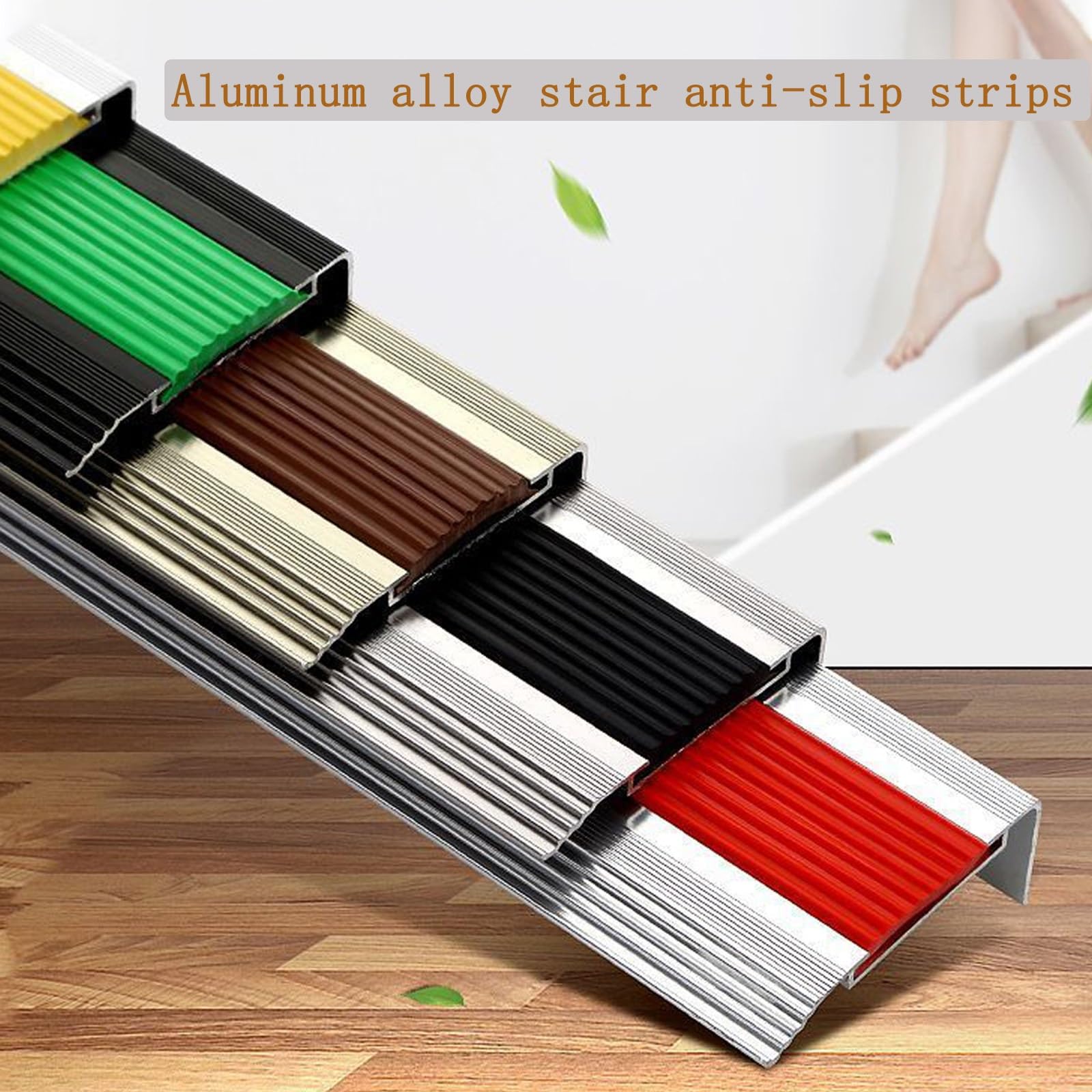 Tira Antideslizante De Borde Escalonado, Aluminio Tiras Antideslizantes para Peldaños, Protectores De Borde De Peldaño De Escalera, Proceso De Anodizado, Apto para Guarderías, Hoteles ( Color : A , Si