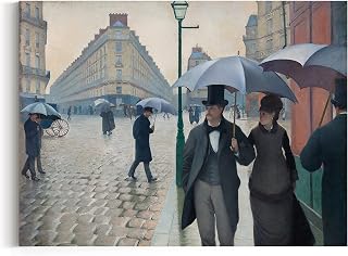 Paris Street Rainy Day Canvas Wall Art Ready to hang for Living Room Home Decorations (12"x16")
