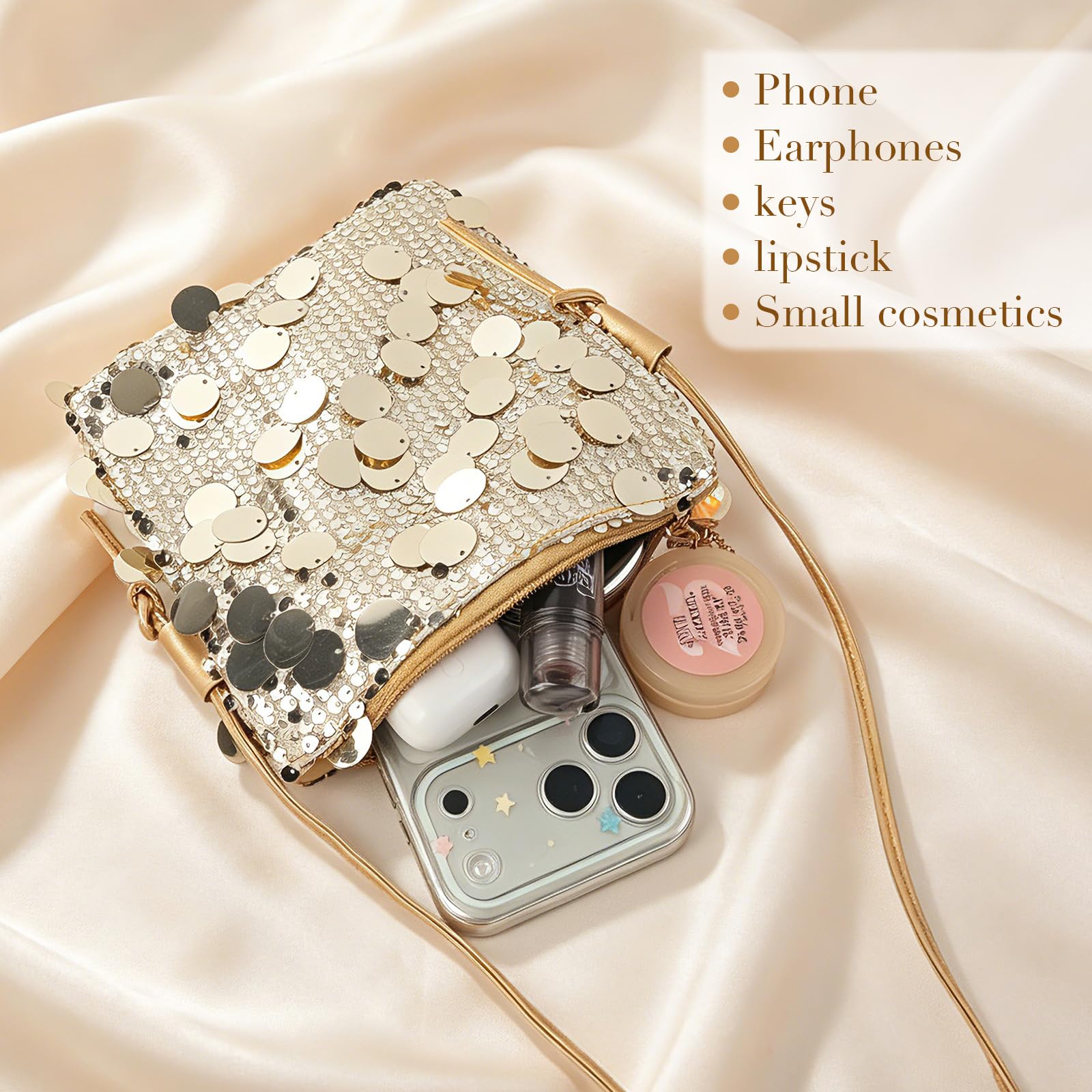 Tutukyle Damen Clutch Glitzer Tasche Pailletten Crossbody Umhängetasch Kleine Handtasche Schultertaschen Glitzer Handytasche für Fasching Hochzeit Party Freizeit Date Shopping