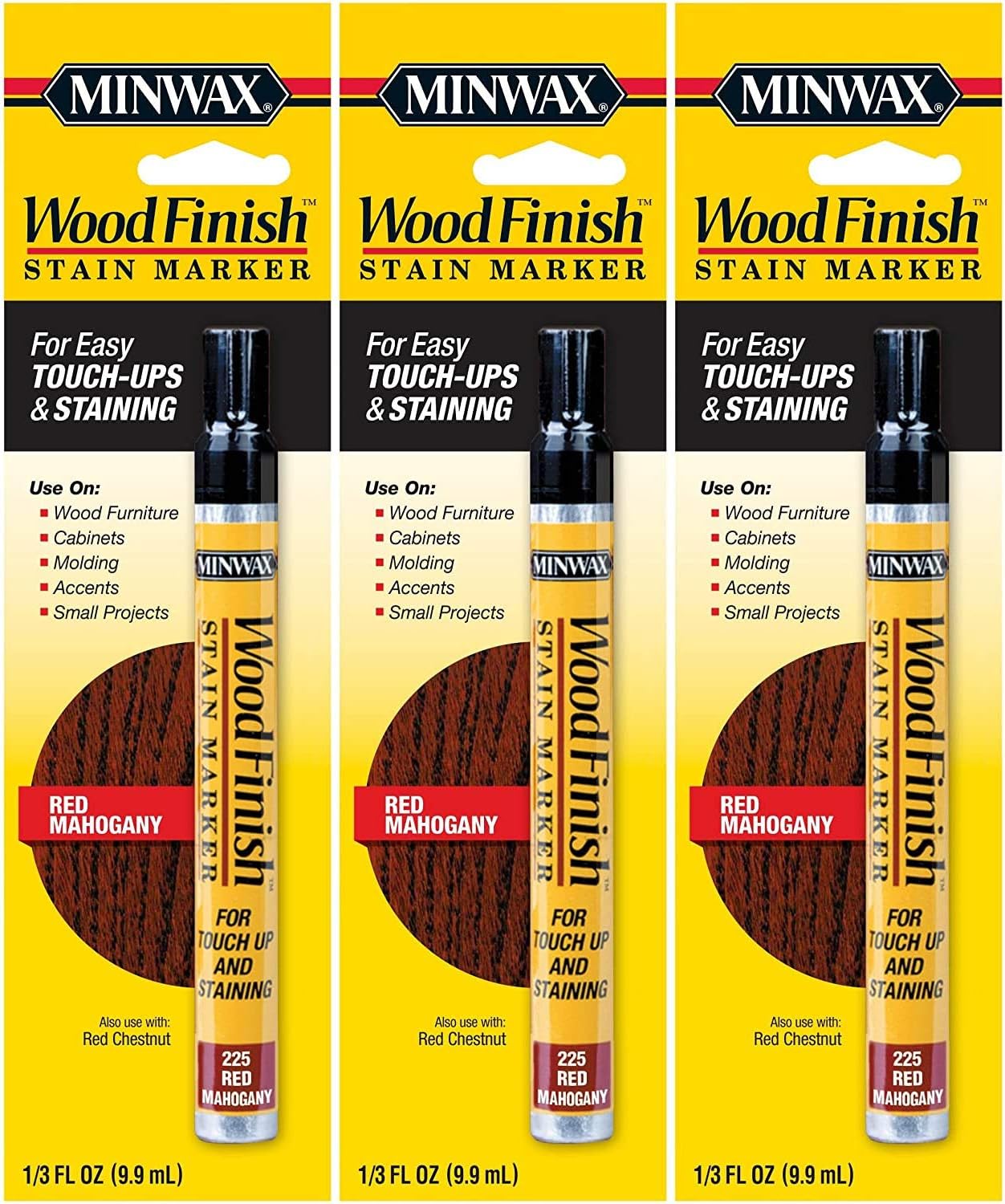 Minwax 63484000 Wood Finish Stain Marker, Red Mahogany 3 Pack
