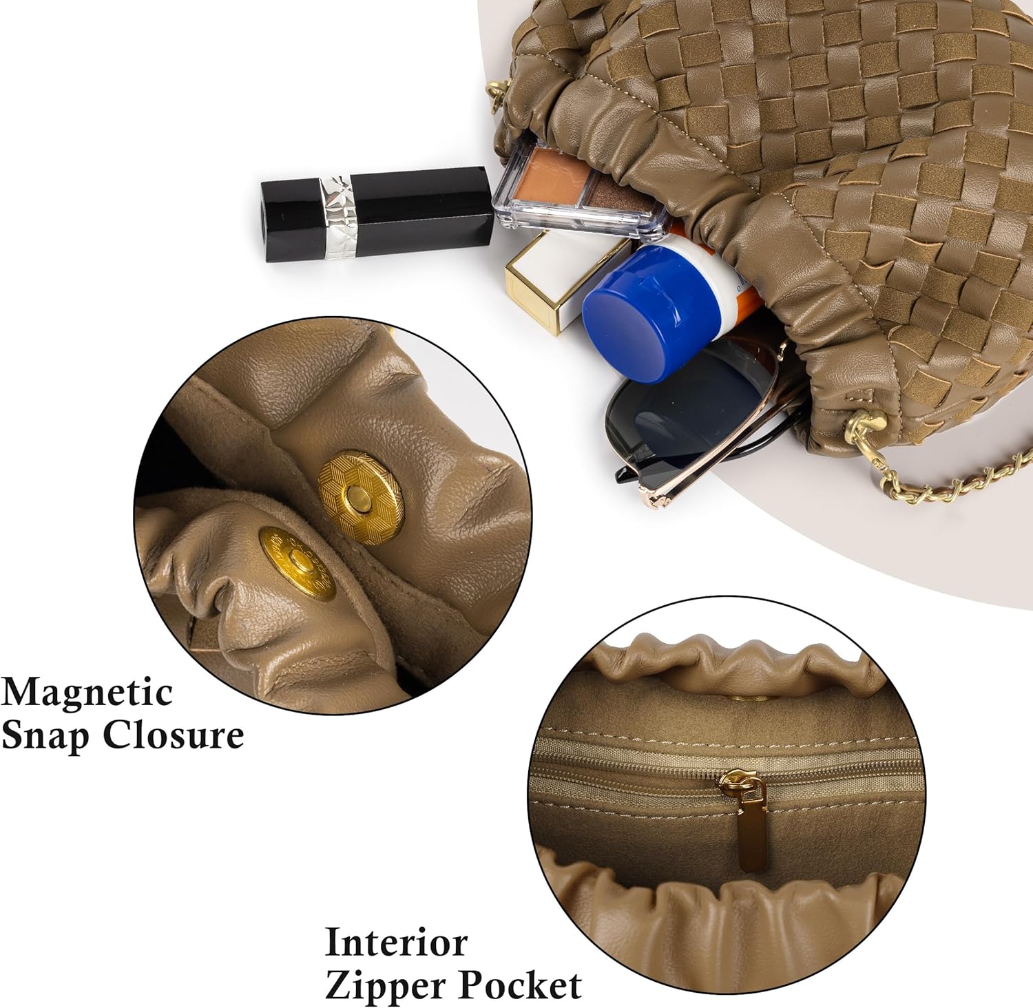 Joryin Woven Women's Crossbody Bag & Evening Purse, Trendy Dumpling Clutch & Hobo Cloud Shoulder Bag Trendy Dumpling Clutch - Image 6