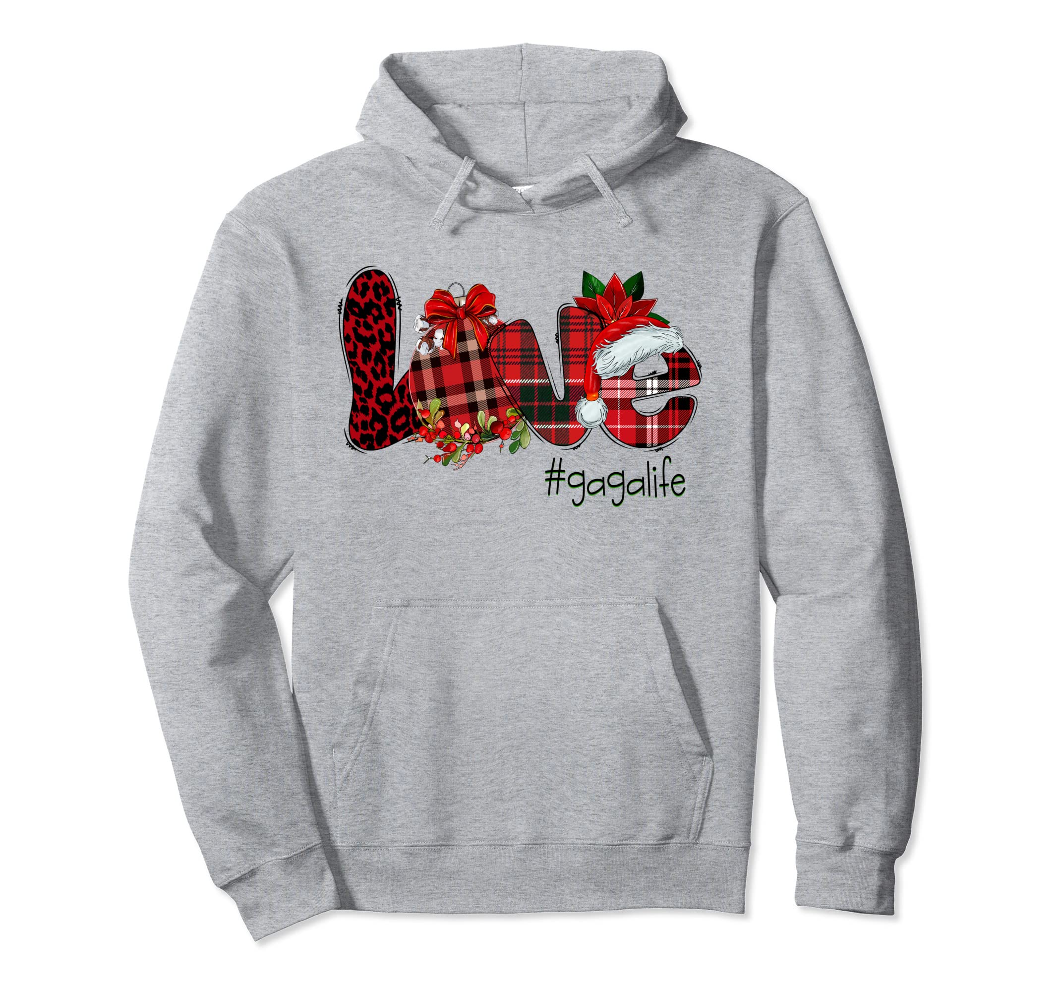 Love Gagalife Christmas Red Leopard Plaid Pullover Hoodie