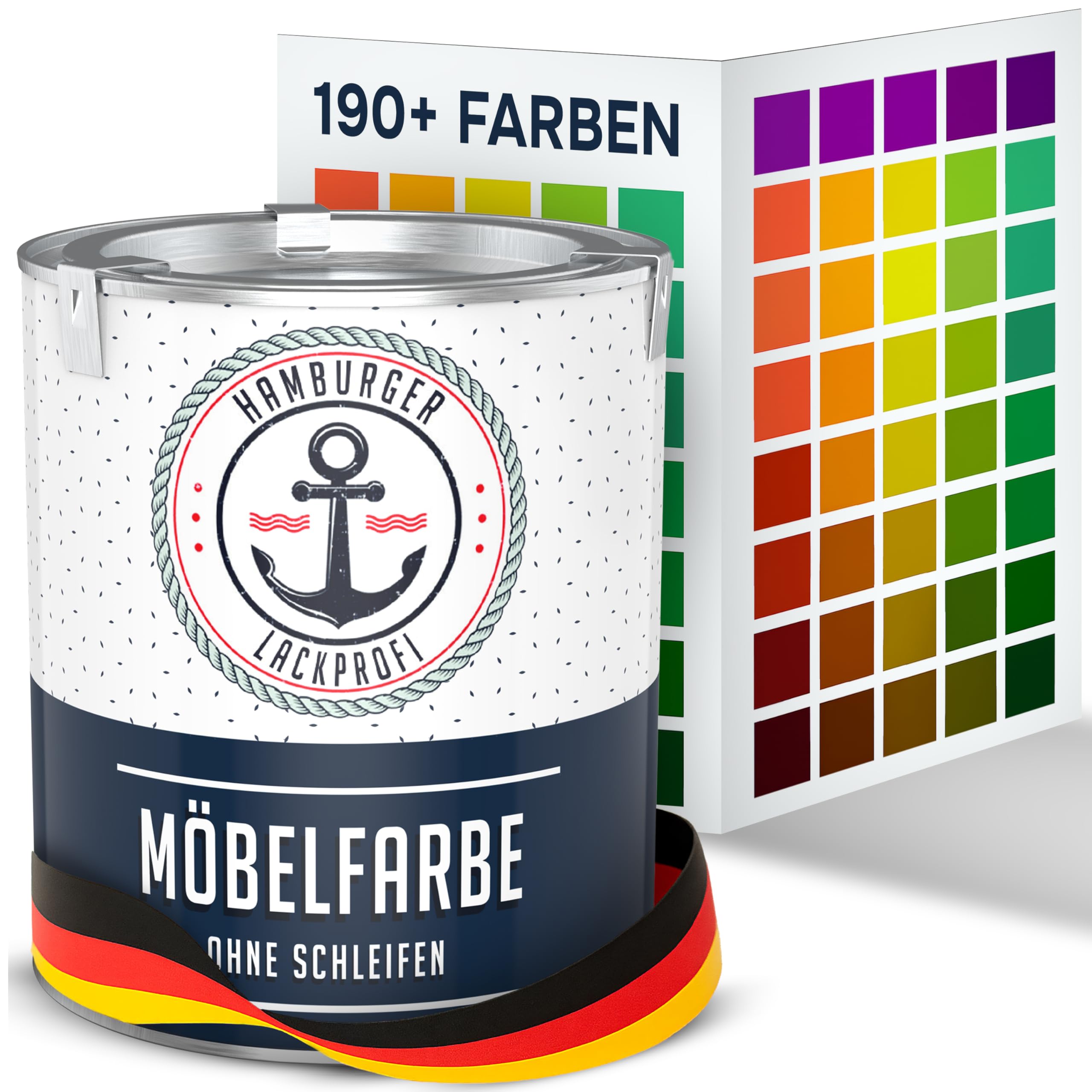 Hamburger Lack-Profi Möbelfarbe ohne Schleifen FARBAUSWAHL - GLANZAUSWAHL Möbellack Holz und Metall - für Innen & Außen (1 L)