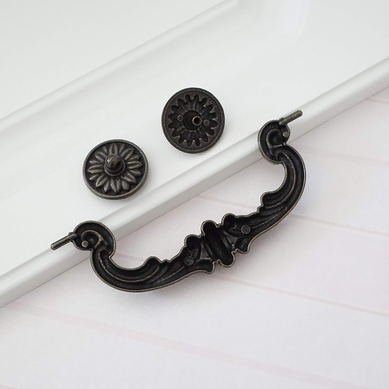 LBFEEL 6" Large Drop Bail Dresser Pull Handle Drawer Pulls Rustic Antique Black Kitchen Cabinet Pull Handle Hardware 150 mm