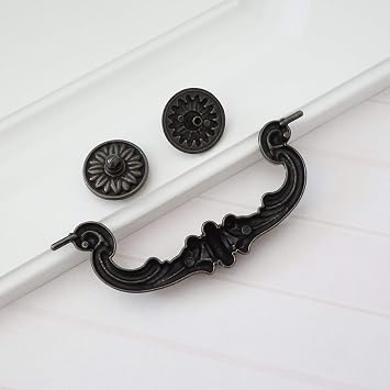 6 Large Drop Bail Dresser Pull Handle Drawer Pulls Rustic Antique Black Kitchen Cabinet Pull Handle Hardware 150 mm (1)