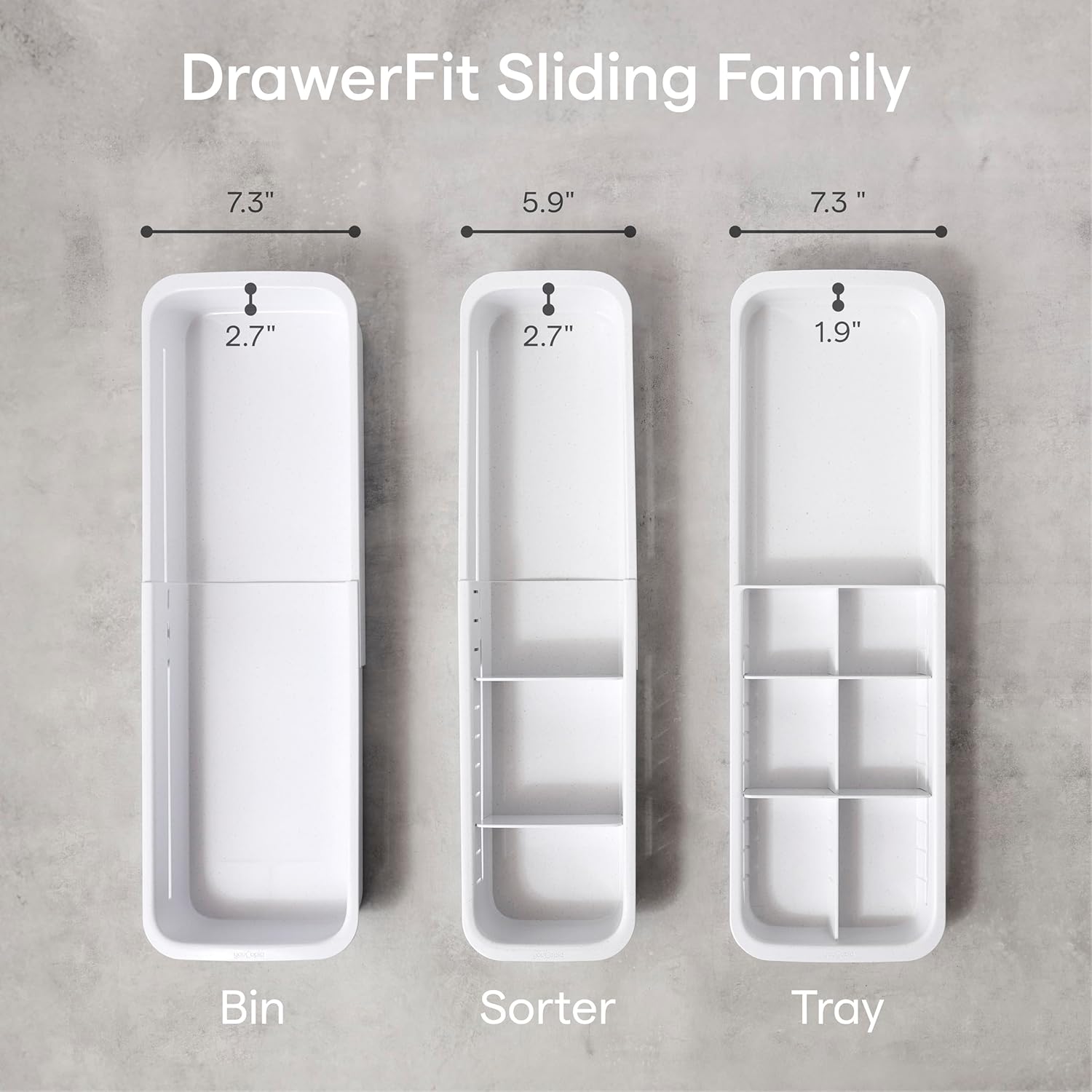 YouCopia DrawerFit® Sliding Drawer Bin, Expandable and Adjustable Kitchen Storage Organizer, Speckled White - Image 9