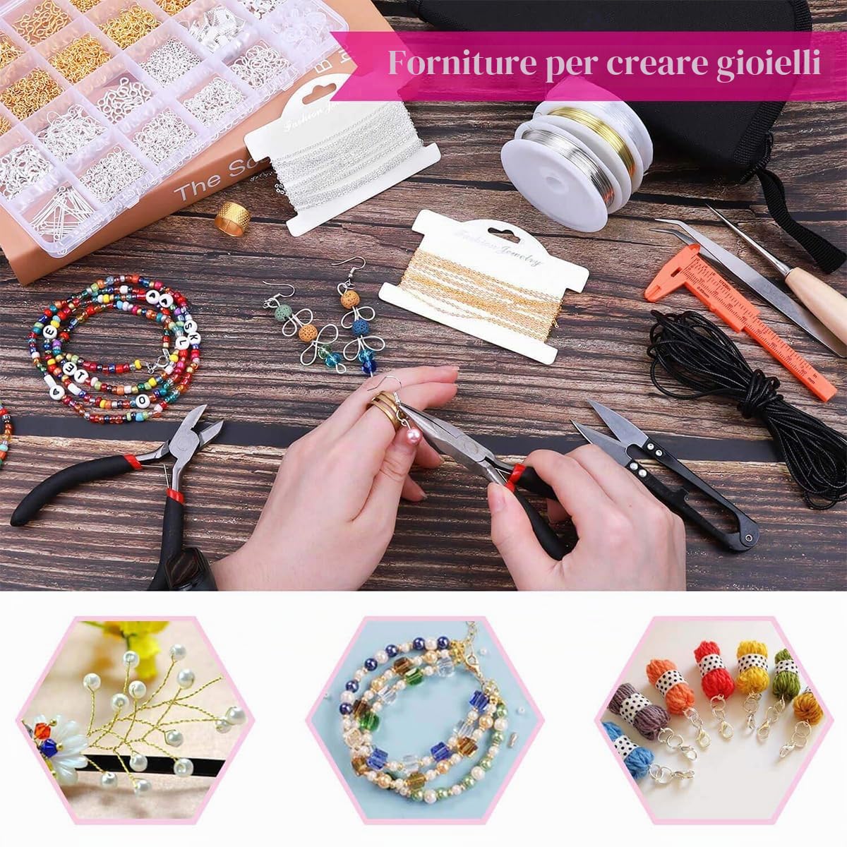 Sarini Set di Strumenti per Gioielli Fai-da-Te Kit di Forniture per creazione di Gioielli Strumenti e Forniture per creazione e Riparazione di Gioielli Set Essenziale per creazione di Gioielli