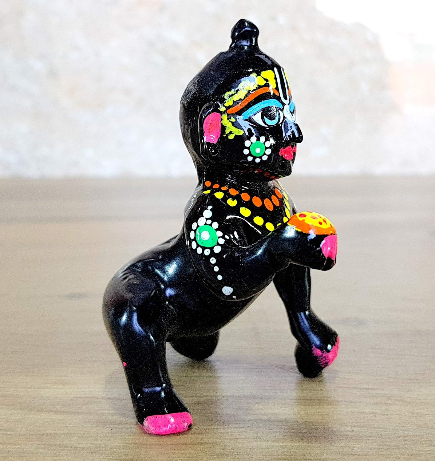 Esplanade - Black Painted Brass (3) 7.5 cms - Laddoo Gopal Baby Krishna Kishan Baby Krishna Thakurji Murti Idol Statue Sculpture