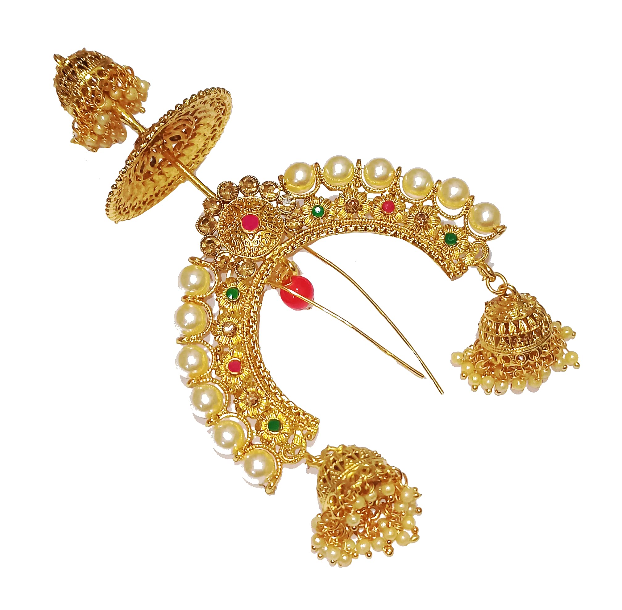 Shrungarika Aambada Juda/Pin Hair Brooch for Women Southern Hair Jewelry Indian Hair pin Hair Decoration, Hair Brooch with Hook Wedding Bridal Hair Accessories for Girls and Women(HP-427)-image-39