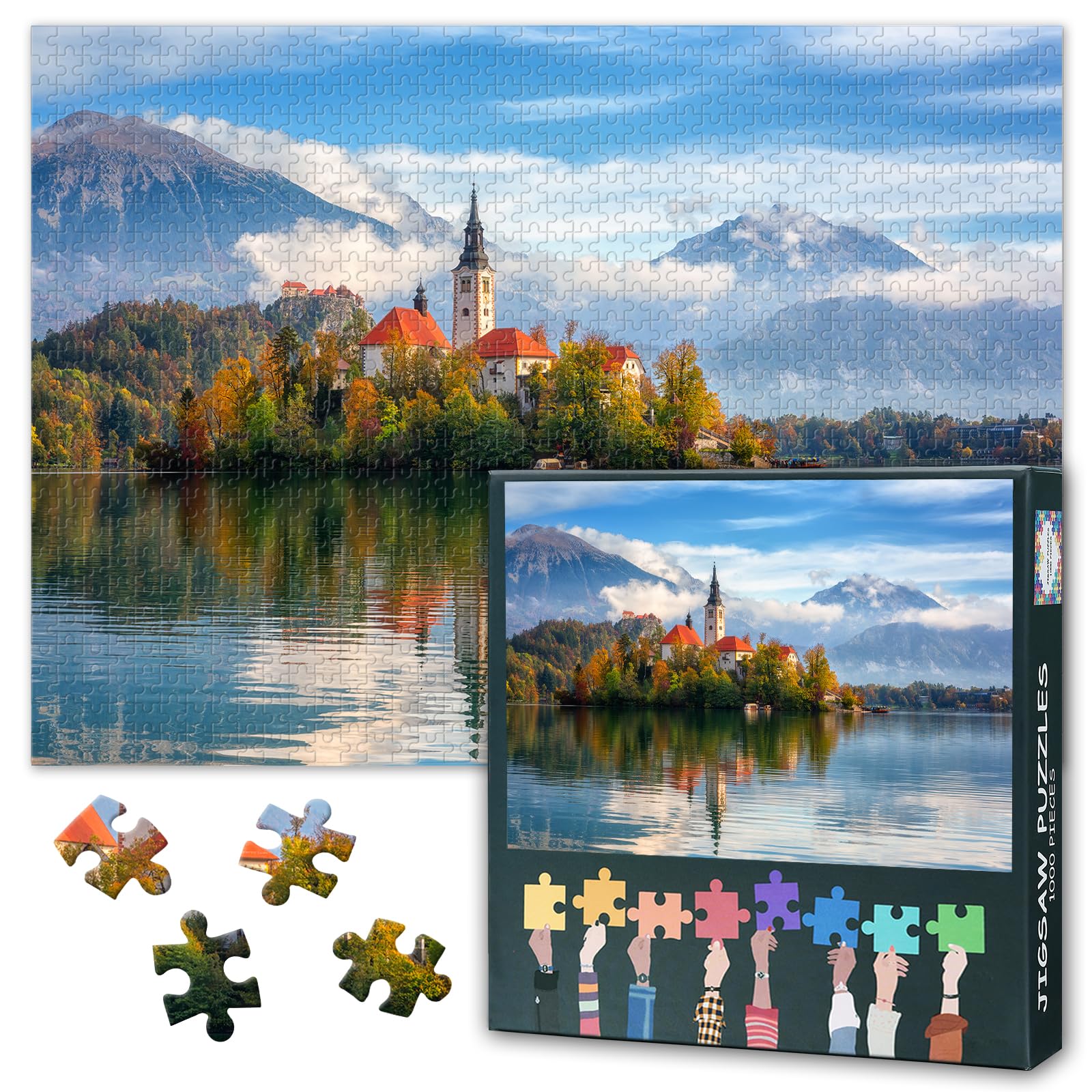 Alpine Bled Lake Puzzles for Adults 1000 Pieces, Slovenia Jigsaw Puzzles