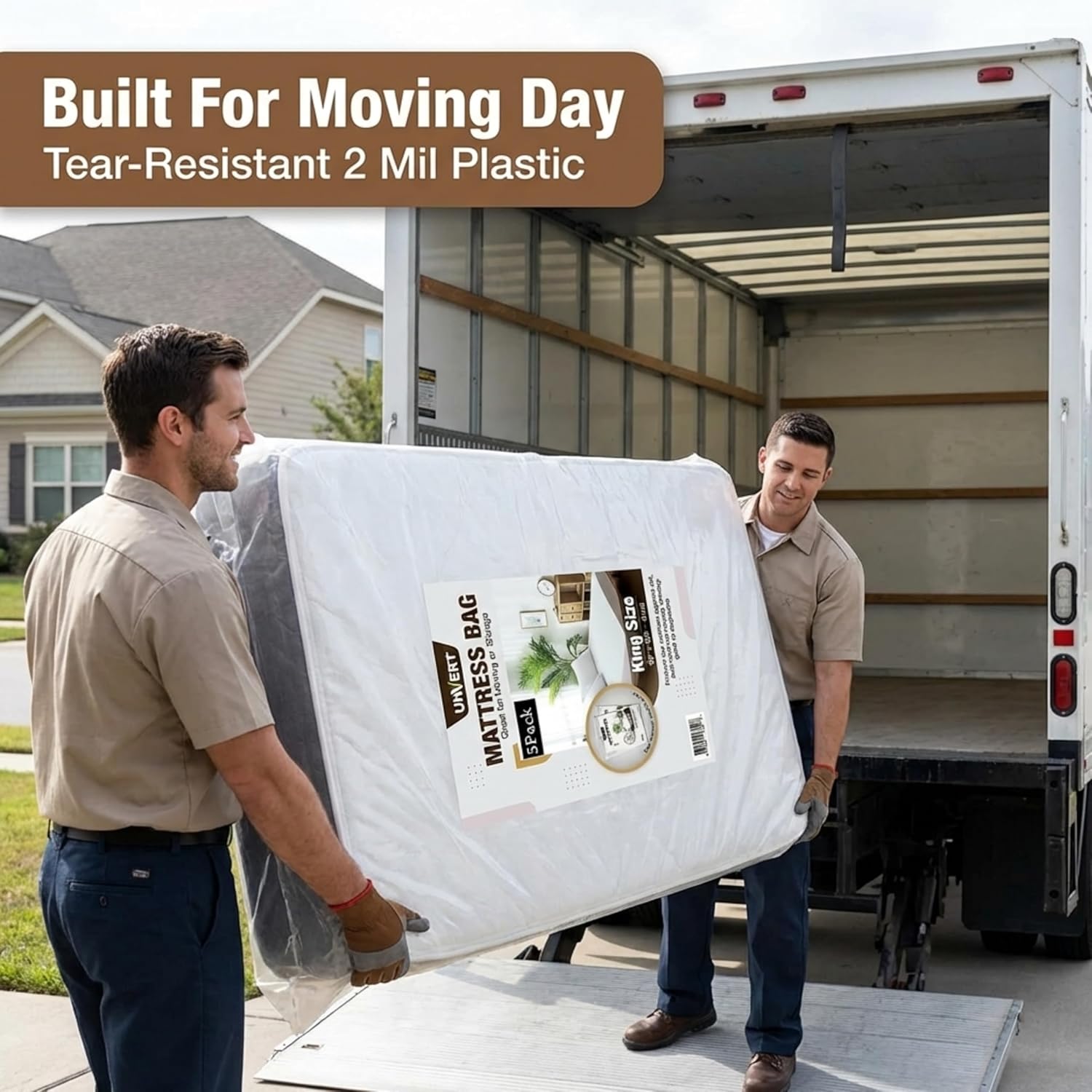 King Waterproof Mattress Protector Bag for Moving and Storage - Heavy Duty 2 Mil (90" x 100") - Made in USA - Bed Plastic Protector Cover 5 (5, King)