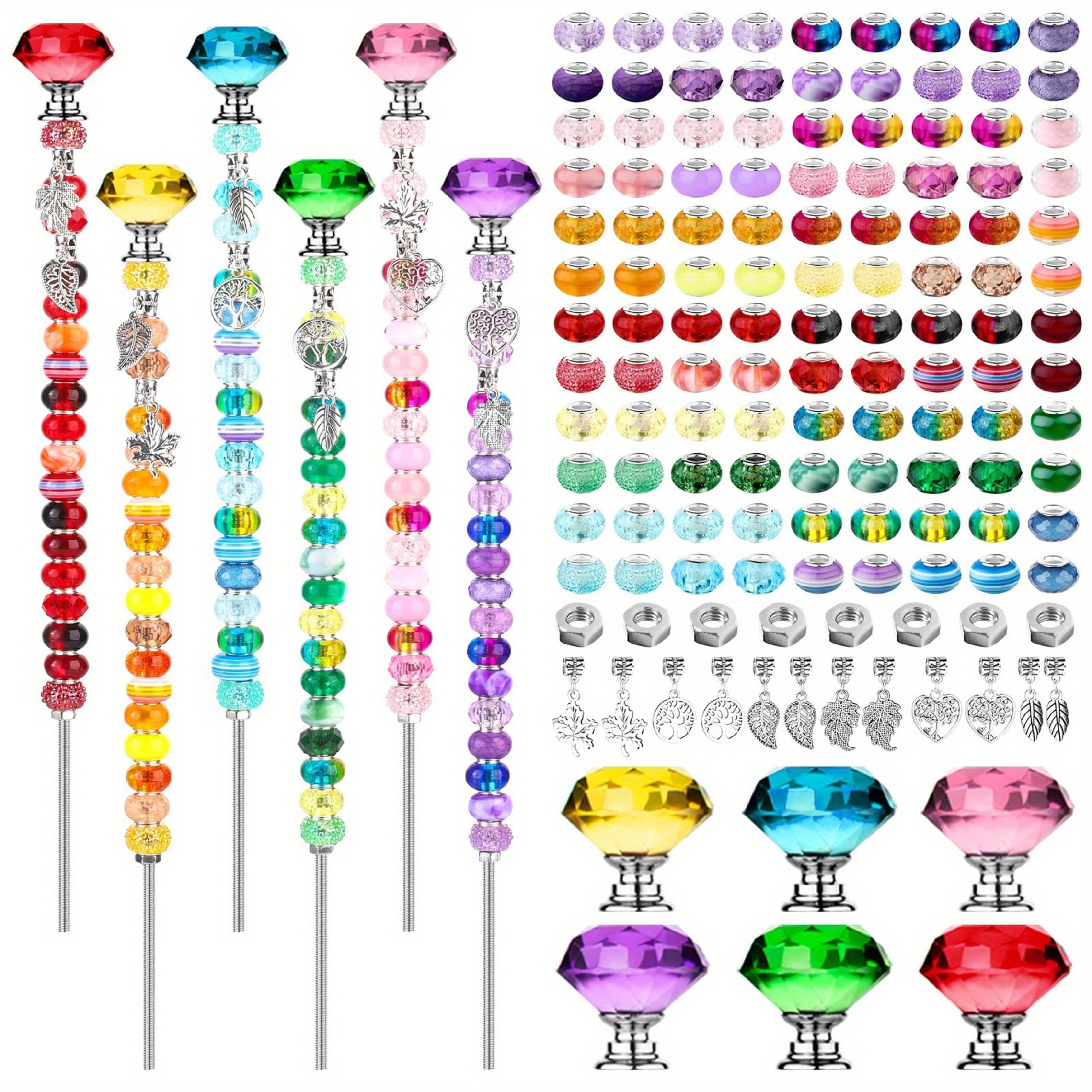 Kit de piquets de jardin fée de 140 pièces avec perles en verre cristal et métal 10,83 pouces