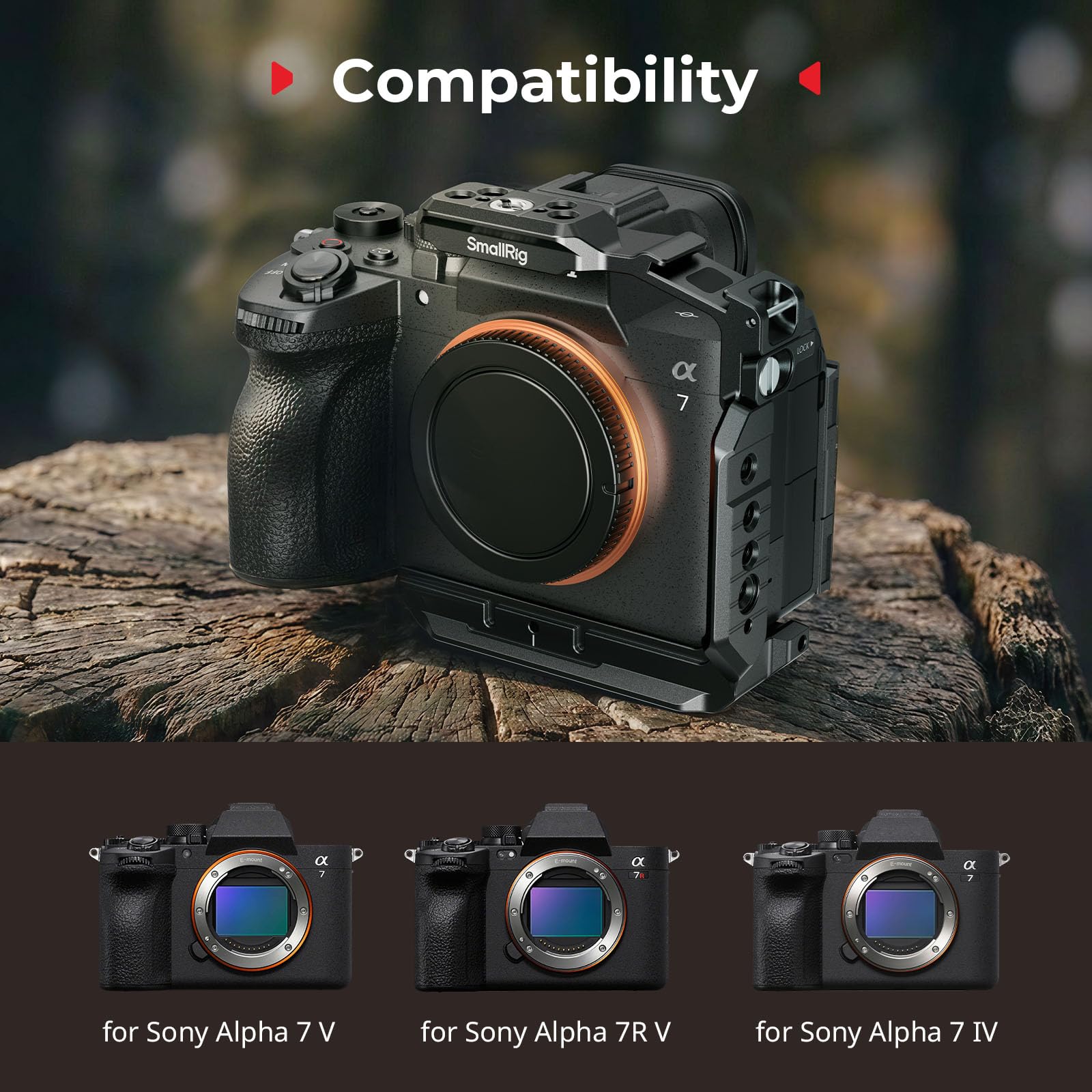 SMALLRIG HawkLock półklatka szybkozłączka do Sony Alpha 7 V / 7R V / 7 IV, stopka błyskowa i szyna NATO, płytka szybkiego montażu do Arca-Swiss do DJI RS 3 / RS 3 Pro/RS 4 / RS 4 Pro Gimbal - 6023