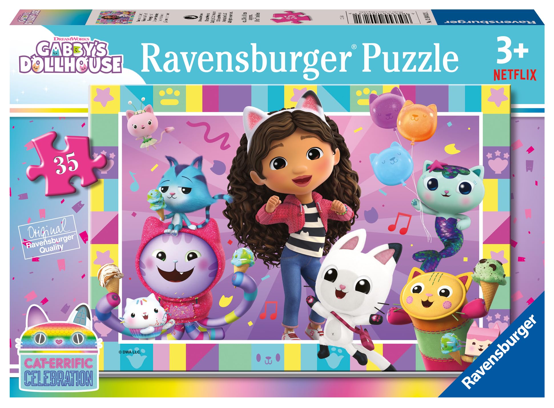 Ravensburger - Puzzle 3D Ball illuminé - Gabby's Dollhouse - A partir de 6 Ans - 72 pièces numérotées à Assembler sans Colle - Socle Lumineux Inclus - 11575