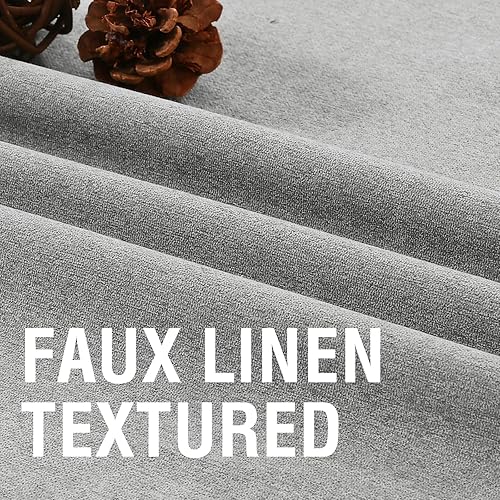 Miniatura 4 de H.VERSAILTEX Cortinas 100% de opacidad para dormitorio, con aislamiento térmico, cortinas texturizadas de lino con bloqueo de calor y luz completa,