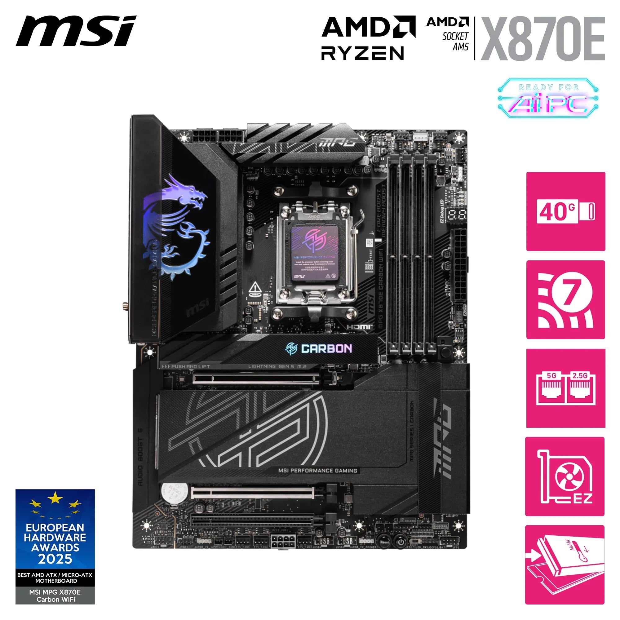Scheda Madre MSI MEG X870E ACE MAX – ATX Per AMD Ryzen 9000/8000/7000, DDR5 8400+, PCIe 5.0, USB4, Wi-Fi 7, 10G LAN