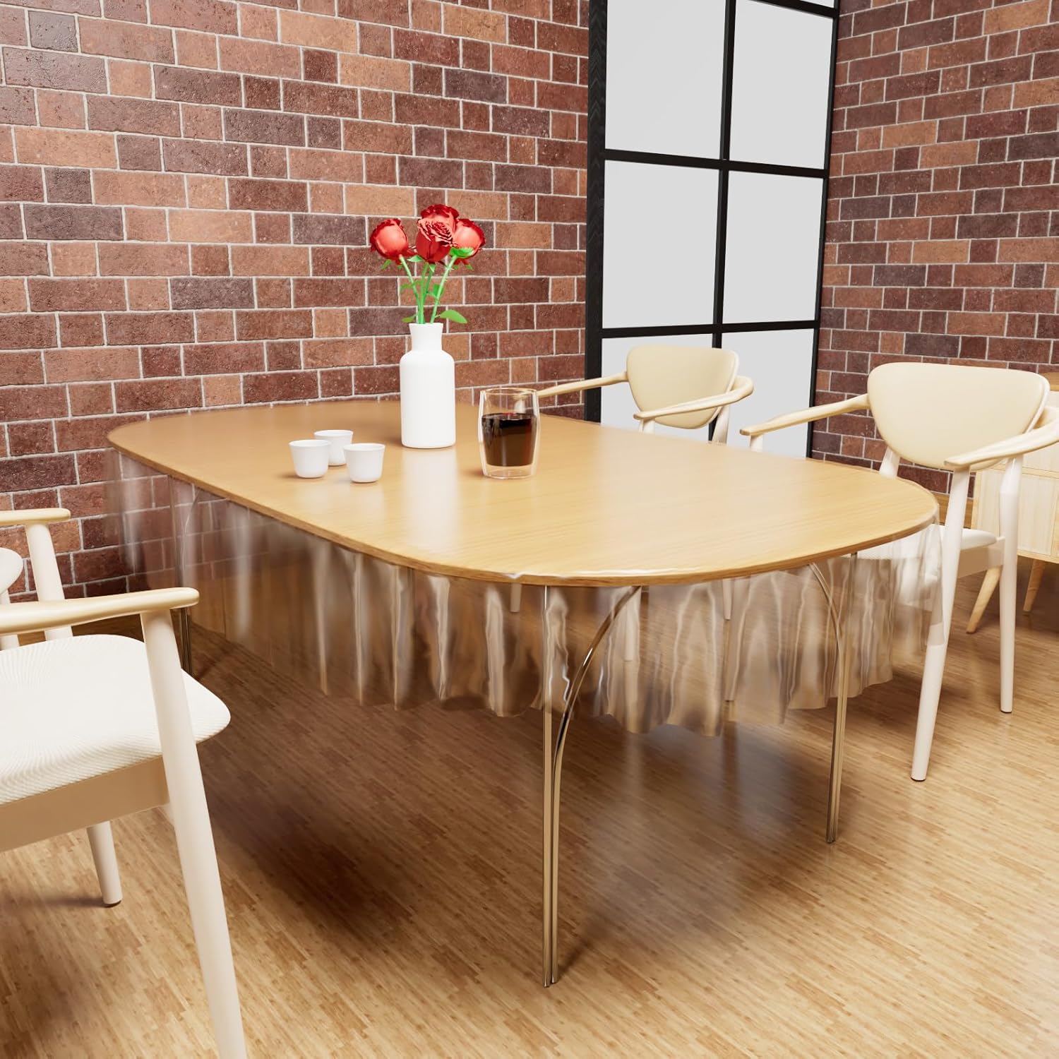 Round Clear PVC Tablecloths Waterproof Round Table Protector Anti-hot Table mat Thickness 0.5mm Transparent Tablecloths 60" x90" Oval 0.5mm