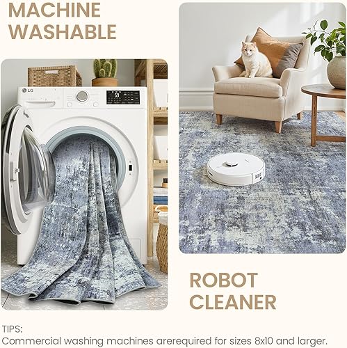 Vista 54 de Alfombra de área para sala de estar: 5 x 7 de interior, suave, esponjosa, alfombra abstracta para dormitorio, cocina, comedor, suelo, alfombra