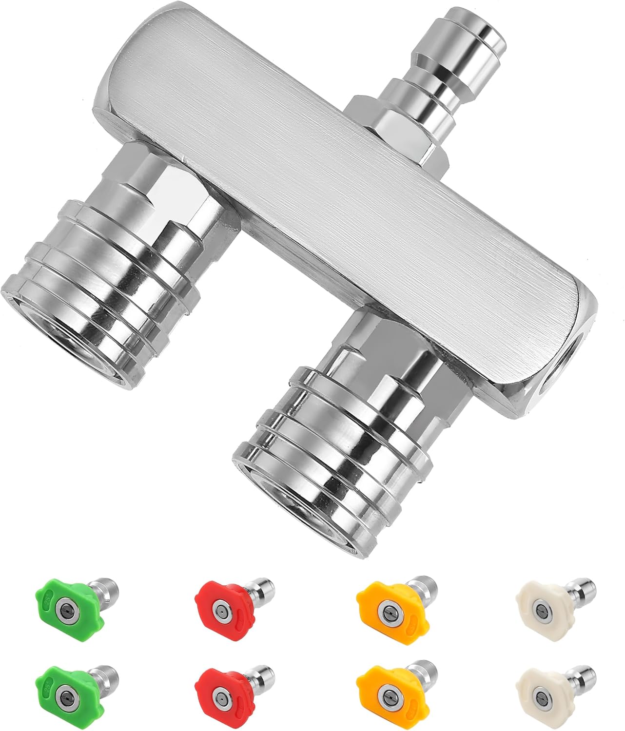 Pressure Washer Tips, 2-in-1 Power Washer Nozzle Tip, Dual Pressure Washer Nozzle with 8PCS Power Washing Spray Nozzles (0, 15, 25, 40 Degree), 1/4 Inch Quick Connect, 5000 PSI