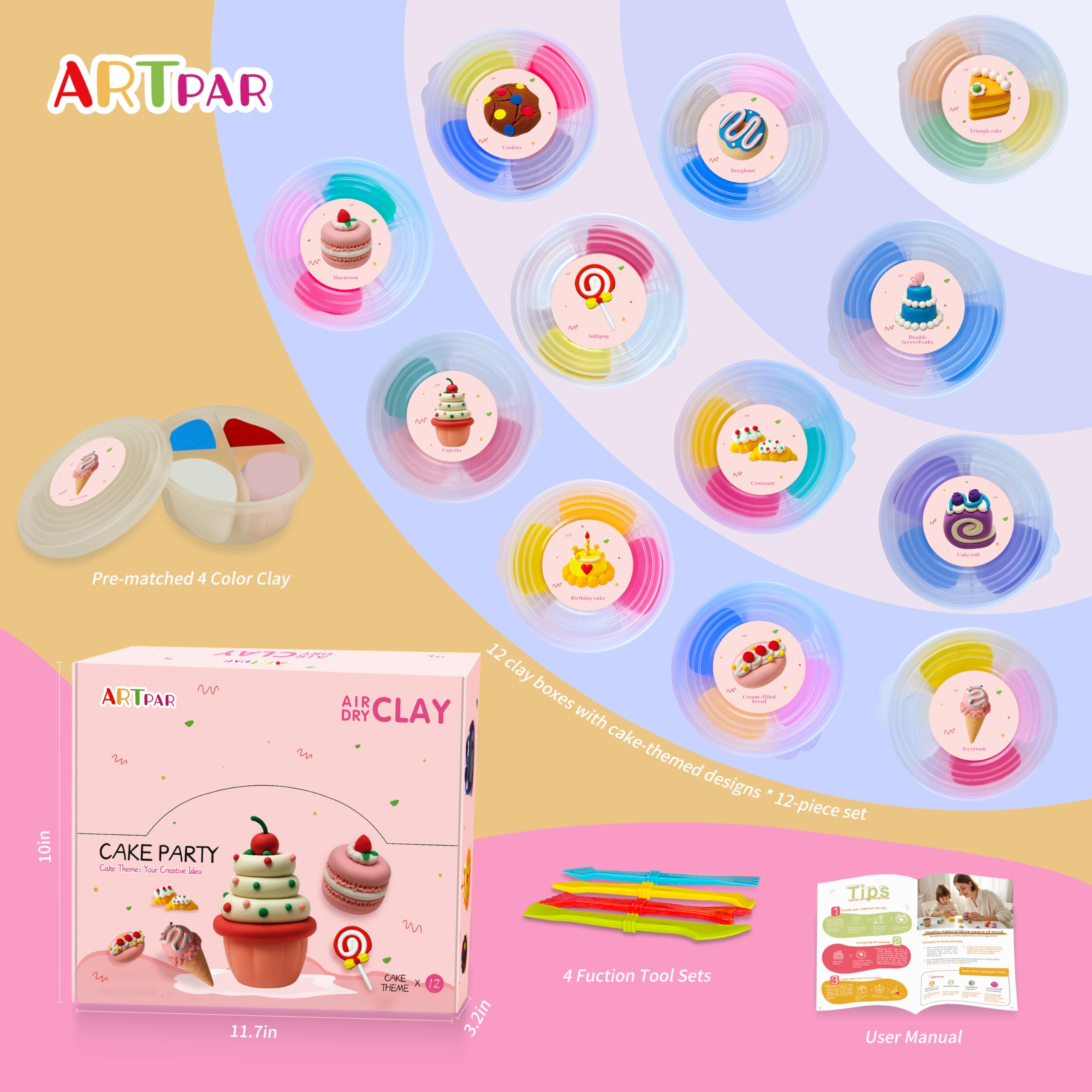 Air Dry Clay for Kids,Modeling Clay Kit,Model Magic Sculpting Set,Ultra Light & Soft, Safe Non-Sticky | 12 Box DIY Art and Crafts School Projects, Home Party Favors for Boys & Girls