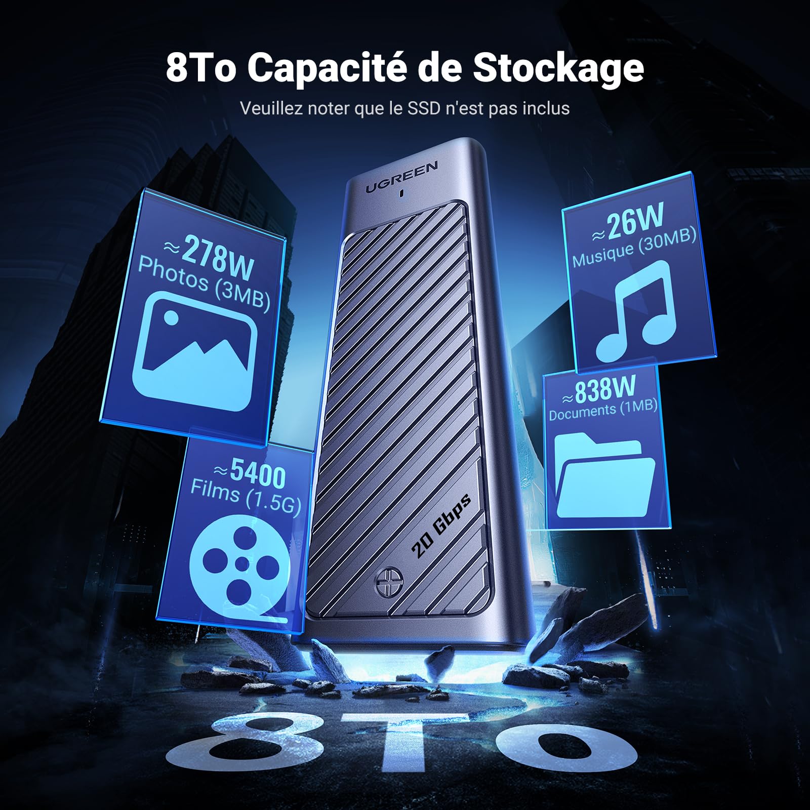 UGREEN M2 SSD Boîtier NVME M.2 SATA Enclosure NGFF USB TYPE C 3.1 - 5Gbps - Alger Algérie