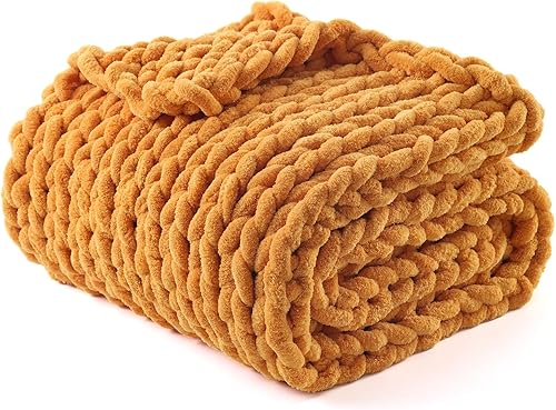 YnM Manta gruesa, de peso medio, tejida a mano con hilo de felpilla, agradable al tacto, ventilada y transpirable, lavable a máquina, pieza de