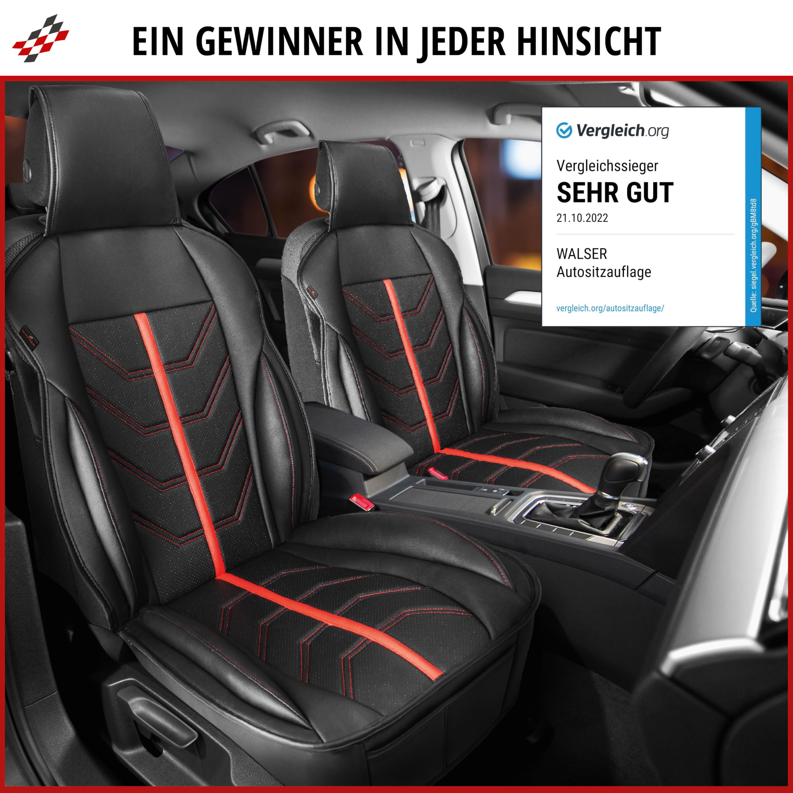 Walser Premium Sitzauflage Auto Kimi, Sitzschoner schwarz, Vergleichssieger* Auto Sitzauflagen, Sitzbezug Vordersitze, Schonbezug Autositz, Autositzauflage Vordersitze PKW/LKW