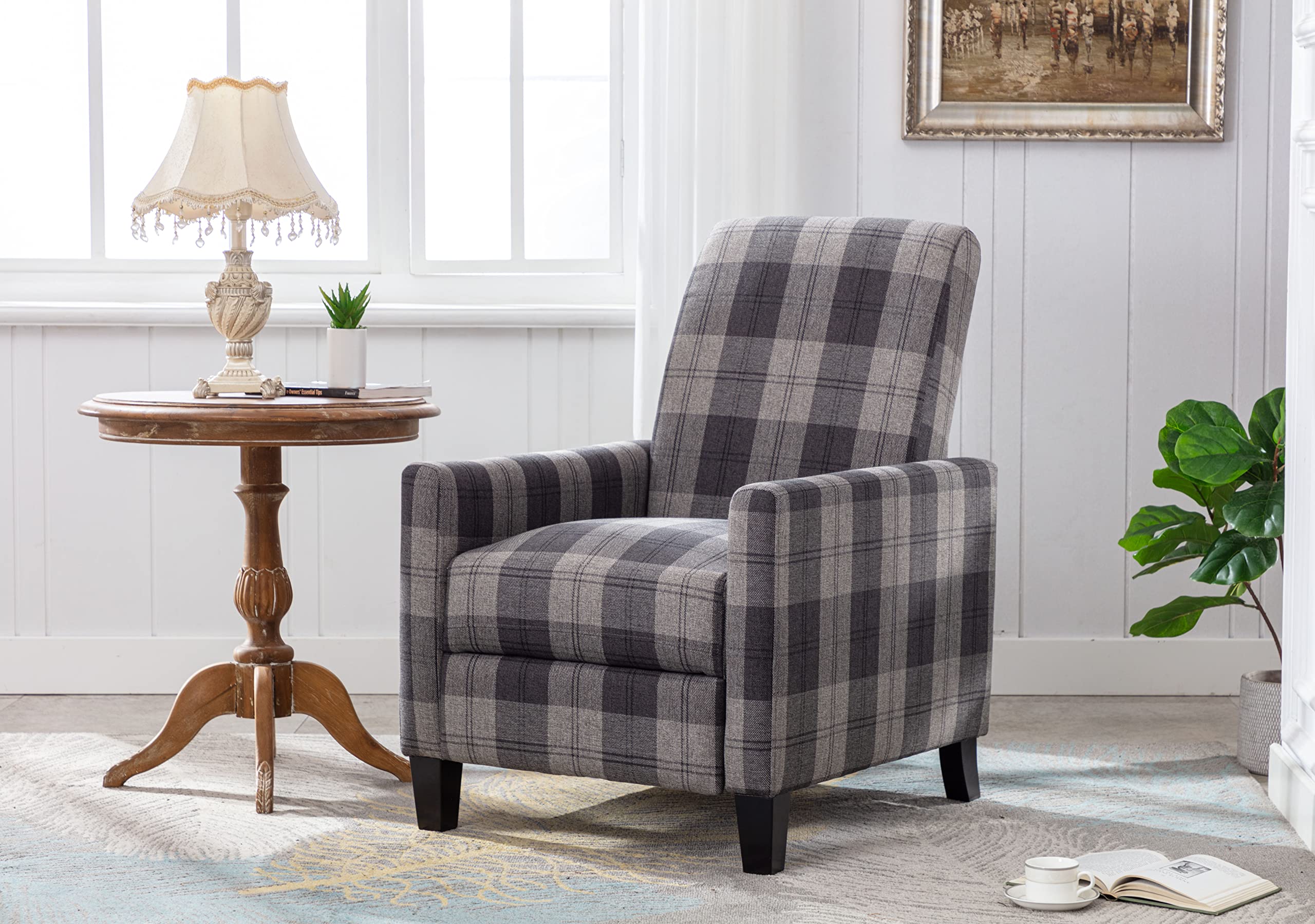 ZELNFTraditional Fabric Recliner Chair,Easy to Adjust Backrest Angle (Gray)