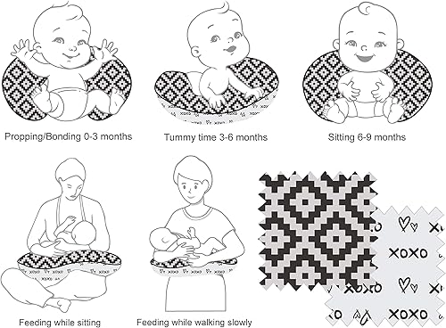 Miniatura 3 de Bacati - Juego de 3 piezas de enfermeríaalimentación con 1 almohada rellena de poliéster y 2 fundas de almohada de lactancia hechas con tela 100%