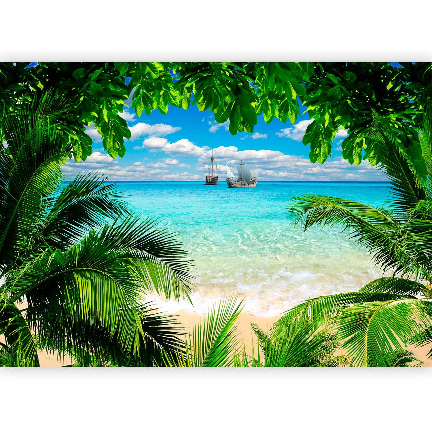 artgeist Wall Mural Tropical Island 96x69 in - Peel and Stick Self-Adhesive Wallpaper Removable Large Sticker Foil Wall Decor Print Picture Image