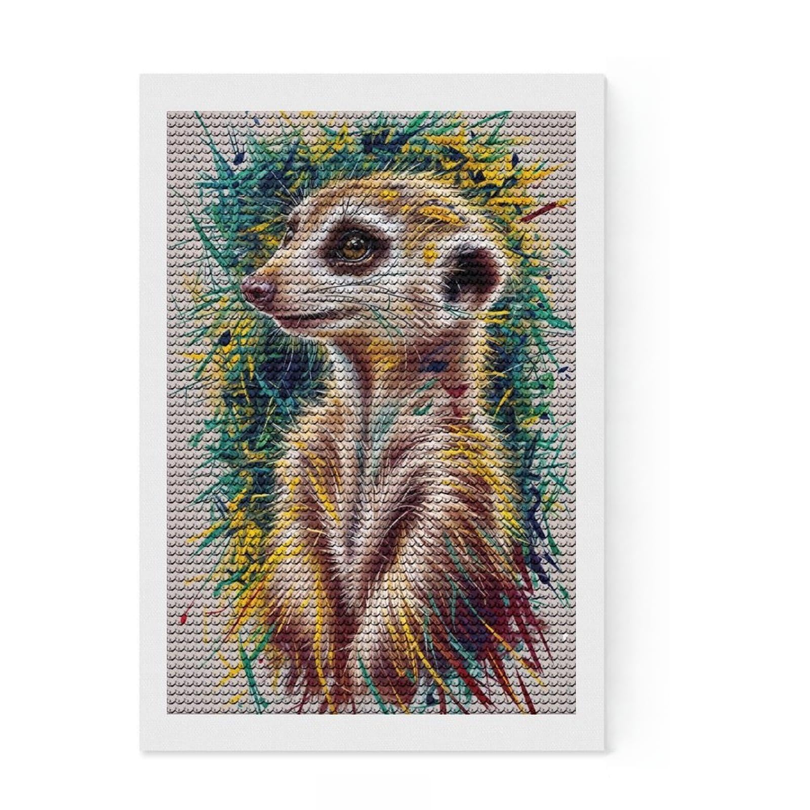 Junmoney Meerkat in Grass Diamond Painting Canvas Set 8"x12", Creative Leisure Activity, Vintage Style Decor, for Beginners, Birthday Gift