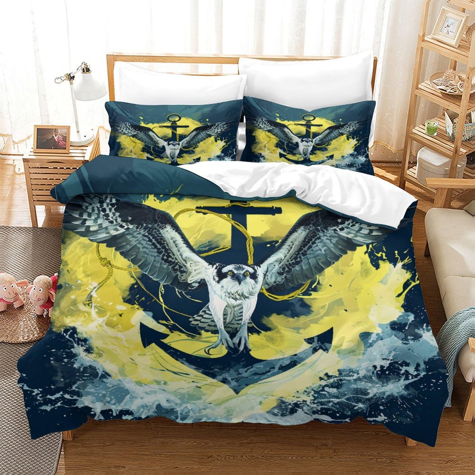 Parure de couette aigle 140x200cm respirante en microfibre douce contre la transpiration nocturne