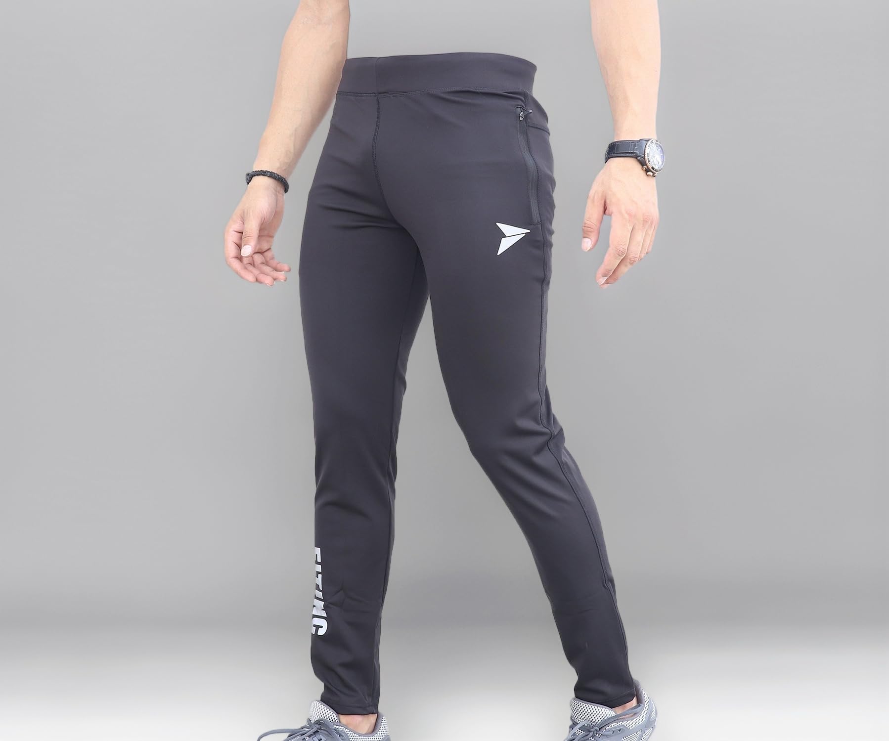 FITINC Men's Gym & Yoga Wear Stretchable Trackpant with Two Zipper Pockets